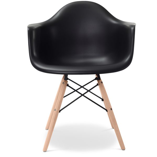 Eames Style DAW Armchair WHITE with wooden legs* - Image 2