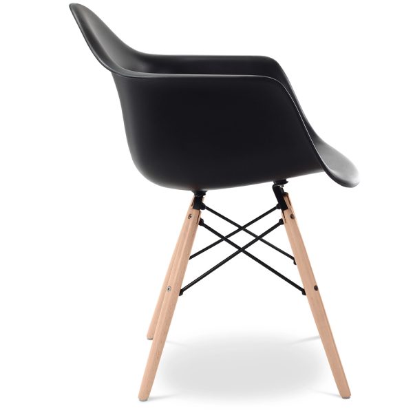 Eames Style DAW Armchair WHITE with wooden legs* - Image 3
