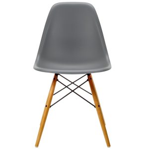 Eames Style DSW Dark grey side chair with Wooden legs