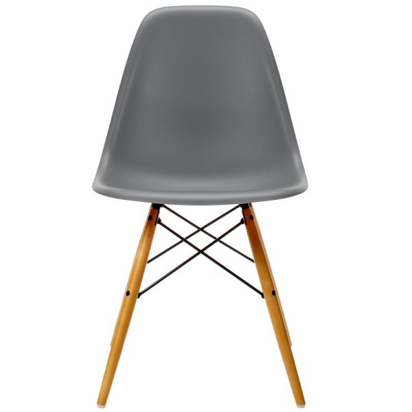 Eames Style DSW Dark grey side chair with Wooden legs