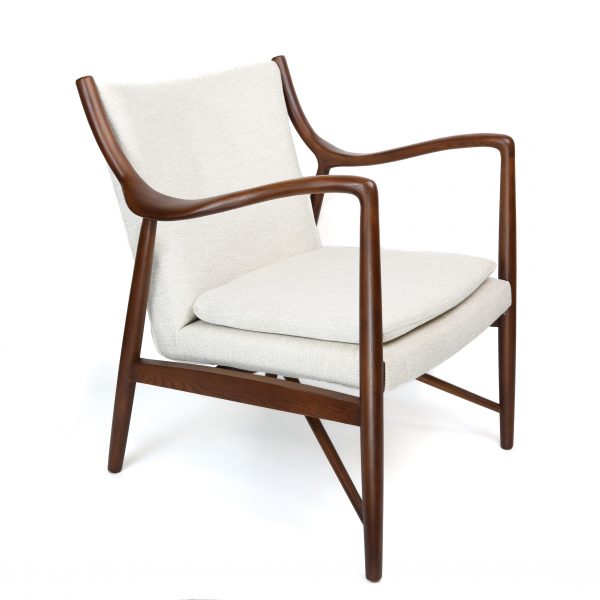 ZINZAN Finn Juhl Style Lounge Chair Cream fabric