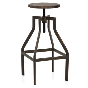 Zinzan Industry Stool with a Black Frame, Ash Seat