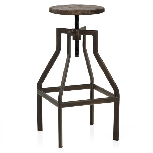 Zinzan Industry Stool with a Black Frame, Ash Seat