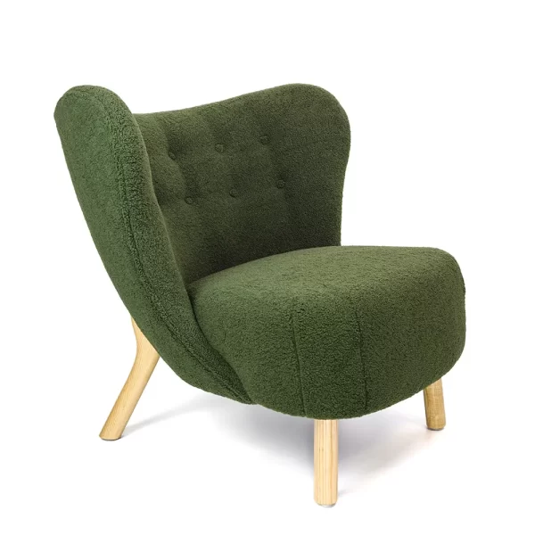 Zinzan Our Little Petra lounge chair Forest Green with Natural Ash legs