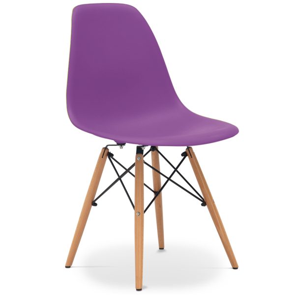 Eames Style DSW Purple side chair with wooden legs*