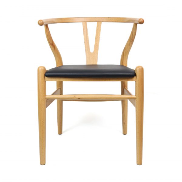 Zinzan Wegner Style Wishbone Chair special edition with black leather seat*