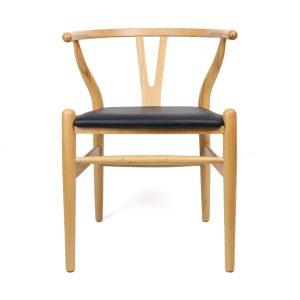 Zinzan Wegner Style Wishbone Chair special edition with black leather seat*