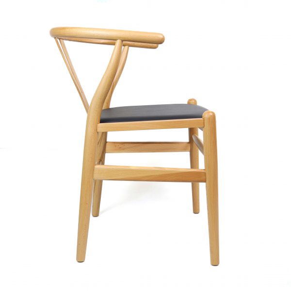 Zinzan Wegner Style Wishbone Chair special edition with black leather seat* - Image 2