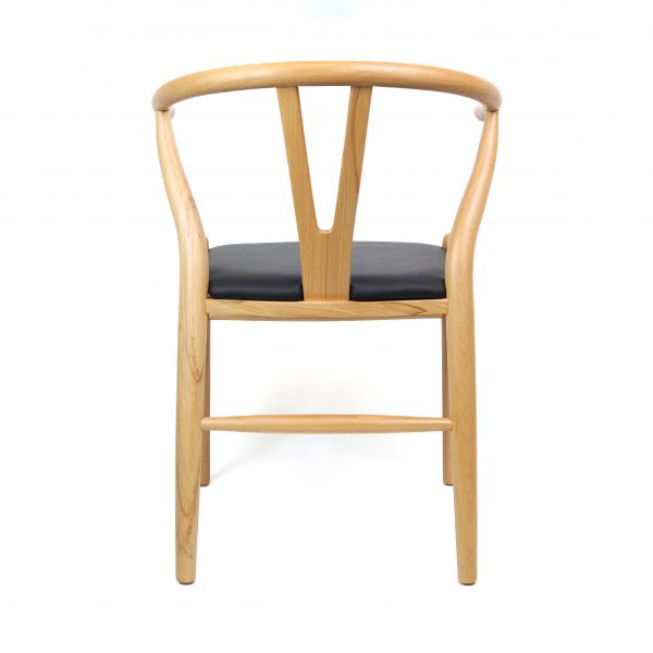 Zinzan Wegner Style Wishbone Chair special edition with black leather seat* - Image 3