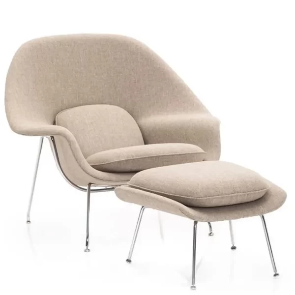 Zinzan Saarinen-Style Womb Chair & Ottoman in Wheat