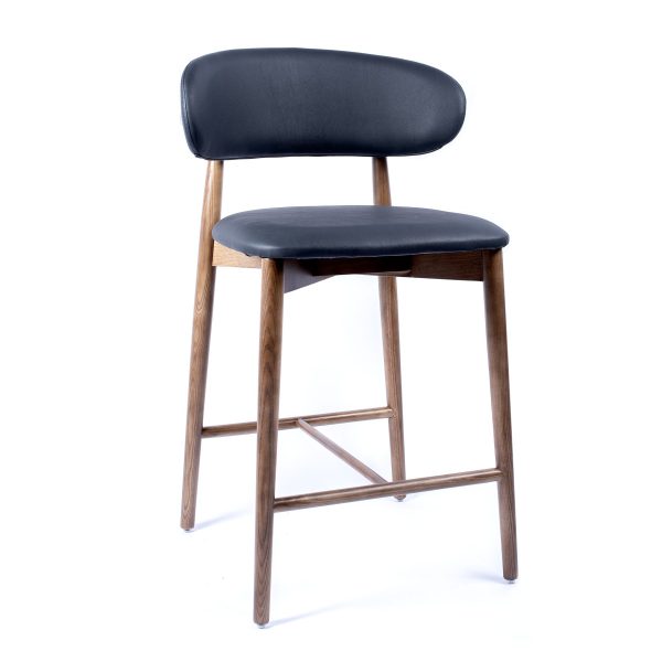 Zinzan Koch Barstool Walnut With Black Leather