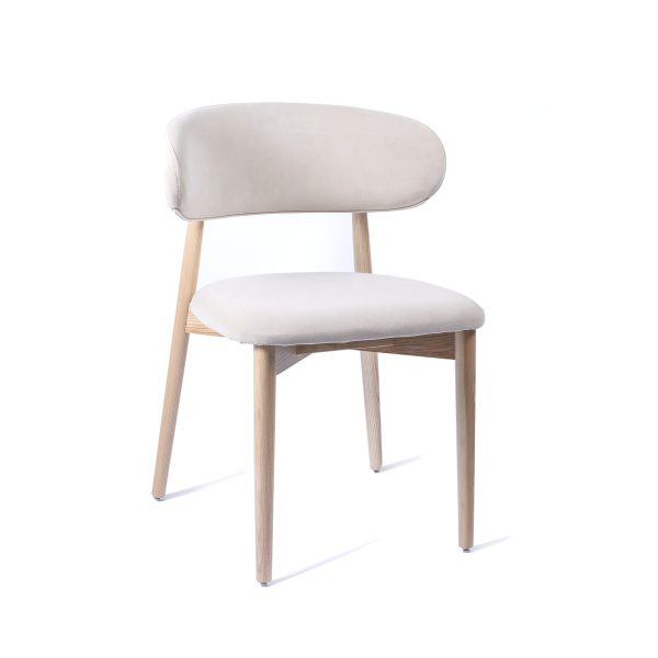 Koch Elbow Dining Chair Beige Velvet