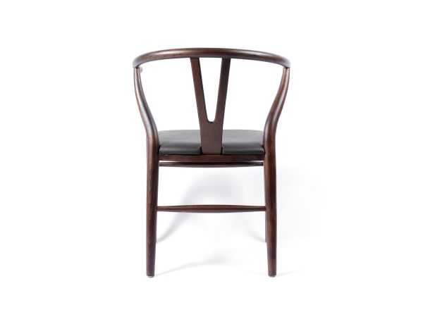 Wegner Style Wishbone Chair with brown Leather Seat